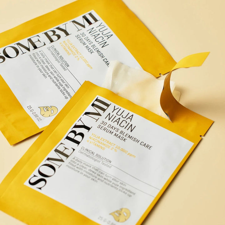 SOME BY MI Yuja Niacin 30 Days Blemish Care Serum Mask - sachets and sheet