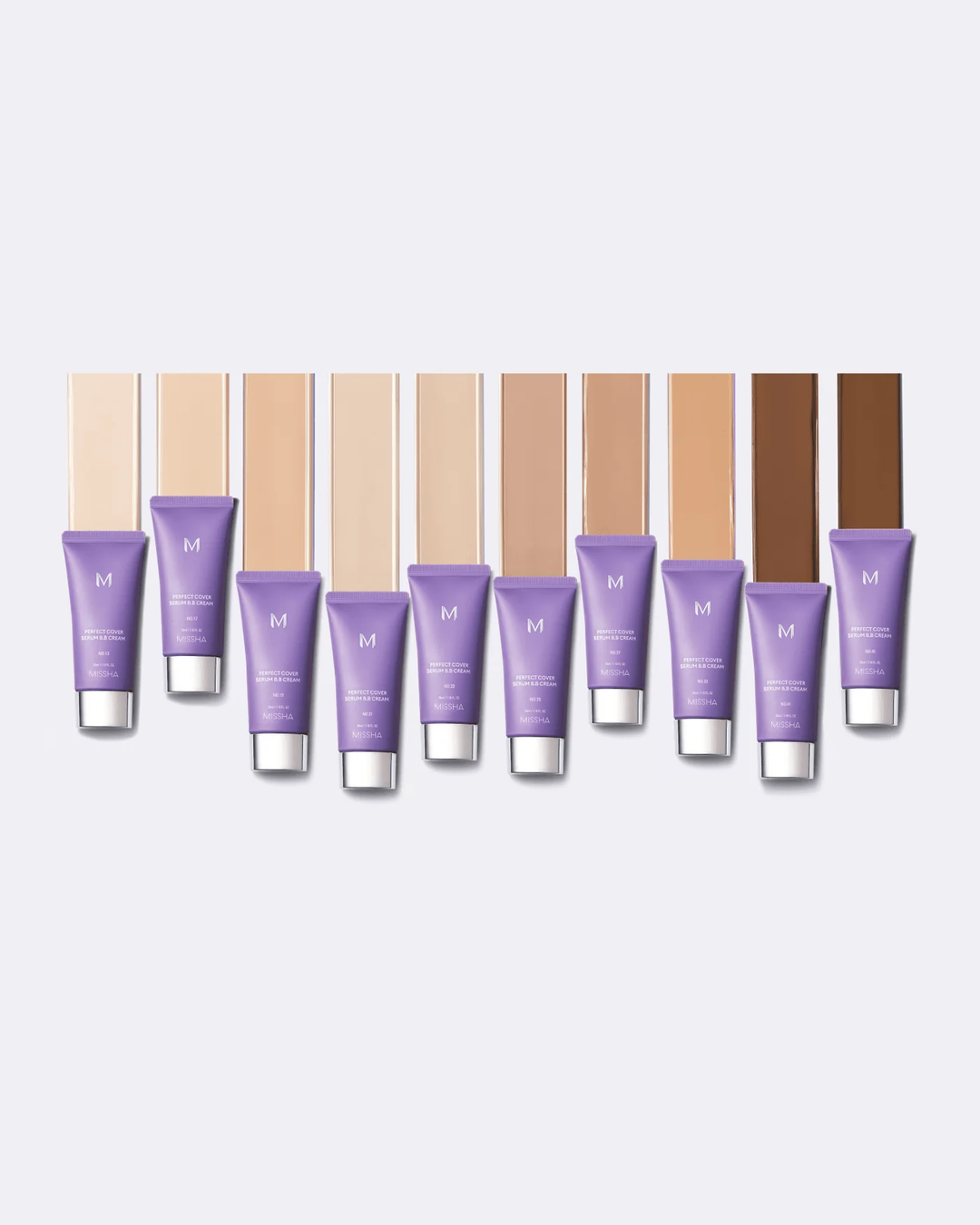 MISSHA Perfect Cover Serum BB Cream - all shades lineup