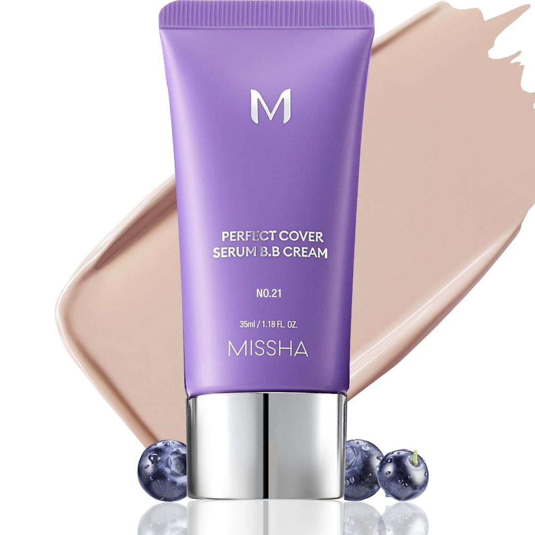 MISSHA Perfect Cover Serum BB Cream No.21 - tube with blueberries
